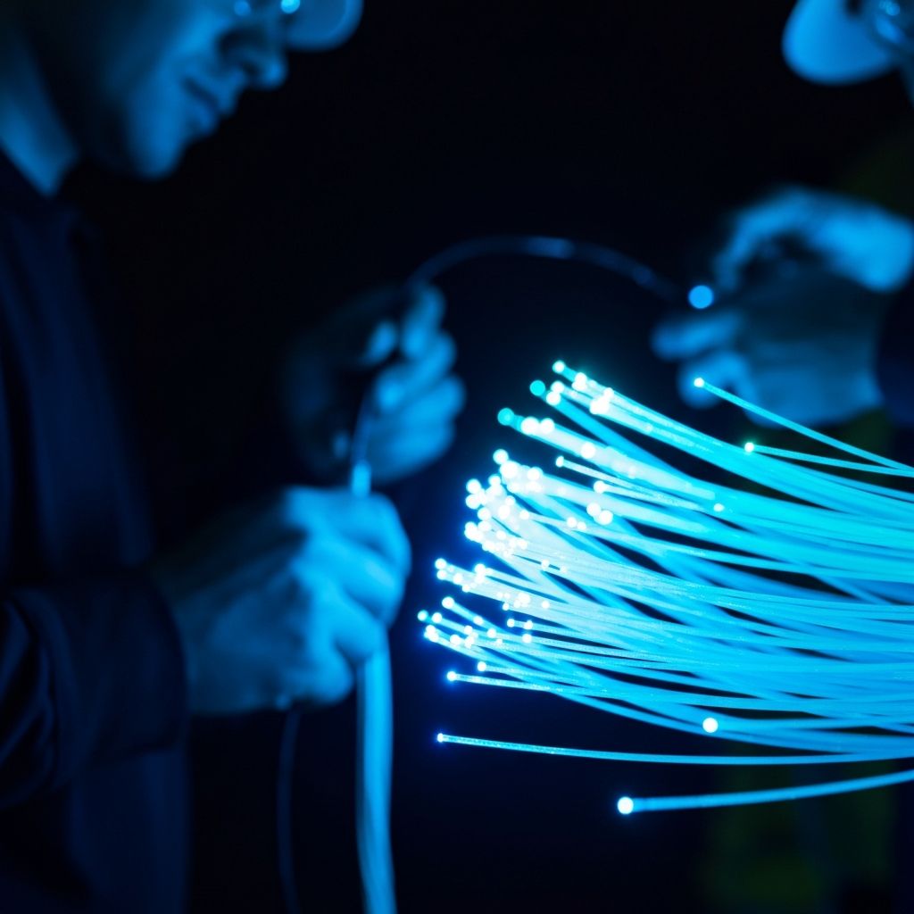 Fibre optic cables with blue light